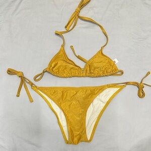 SOLID & STRIPED Shimmering Gold Bikini